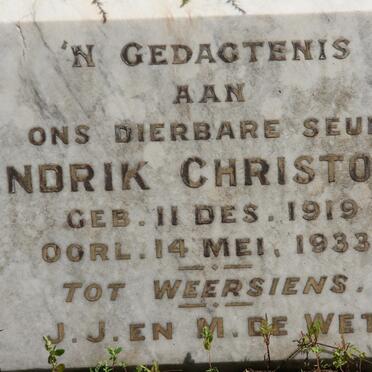 WET Hendrik Christoffel, de 1919-1933