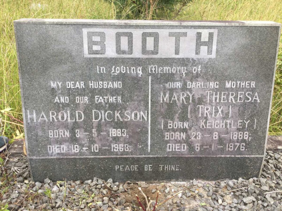 BOOTH Harold Dickson 1883-1963 &amp; Mary Theresa KEIGHTLEY 1888-1876