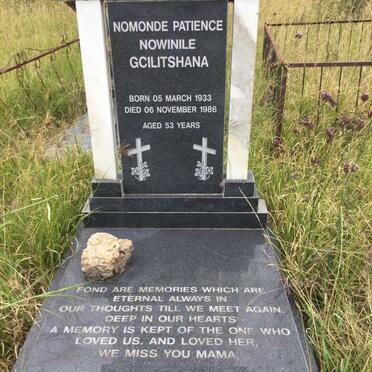 GCILITSGANA Nomonde Patience Nowinile 1933-1986