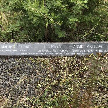 HUMAN Matthys Johannes 1871-1963 &amp; Annie Matilda 1883-1971
