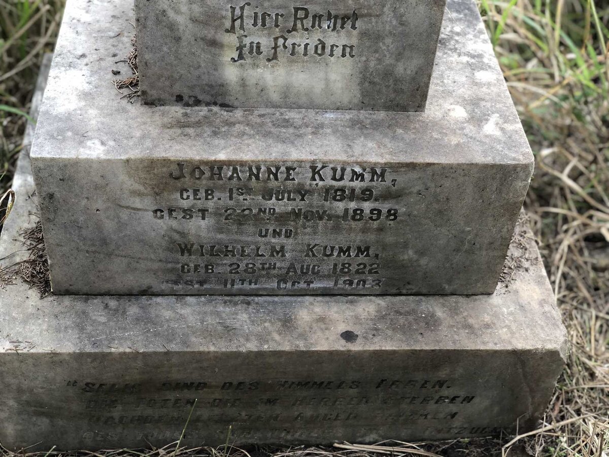 KUMM Wilhelm 1822-1903 &amp; Johanne 1819-1898