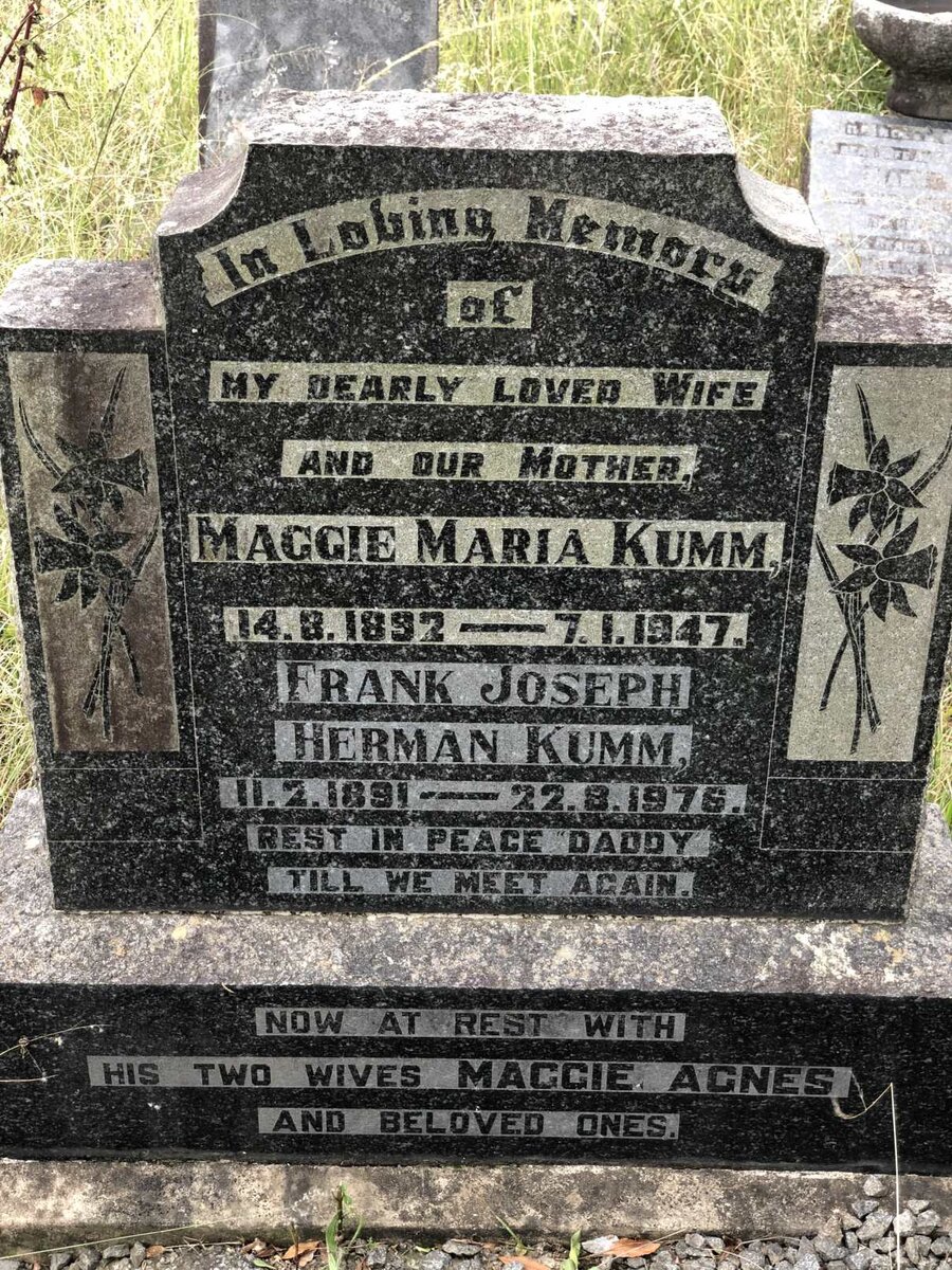 KUMM Frank Joseph Herman 1891-1976 &amp; Maggie Maria 1892-1947
