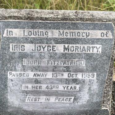 MORIARTY Iris Joyce nee FITZPATRICK -1959