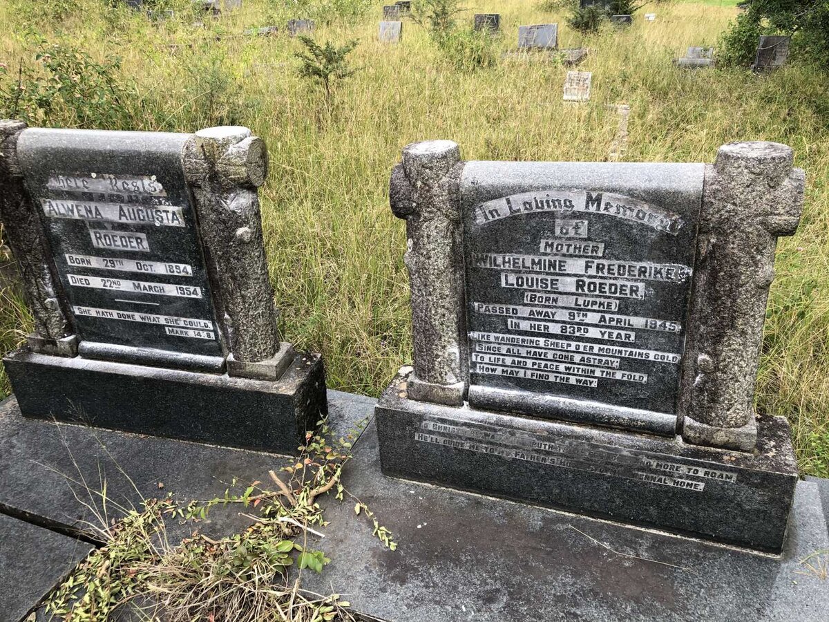 ROEDER Wilhelmine Frederike Louise nee LUPKE -1945 :: ROEDER Alwena Augusta 1894-1954