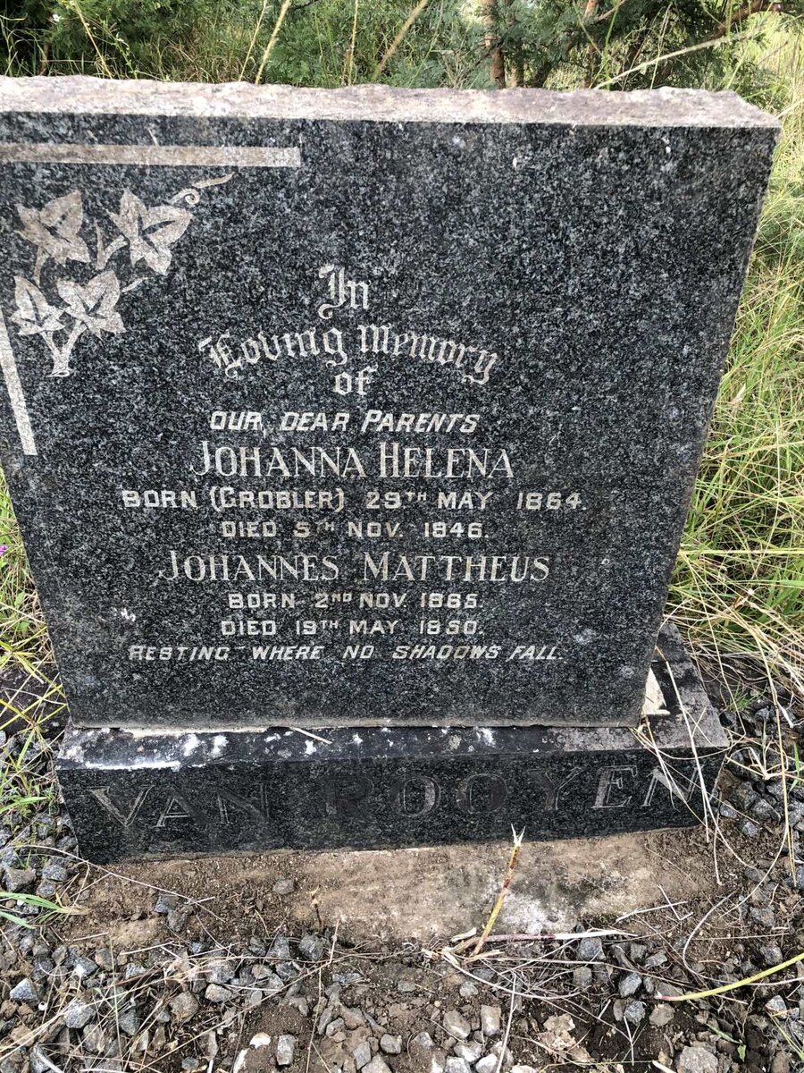 ROOYEN Johannes Mattheus, van 1865-1950 &amp; Johanna Helena GROBLER 1864-1946