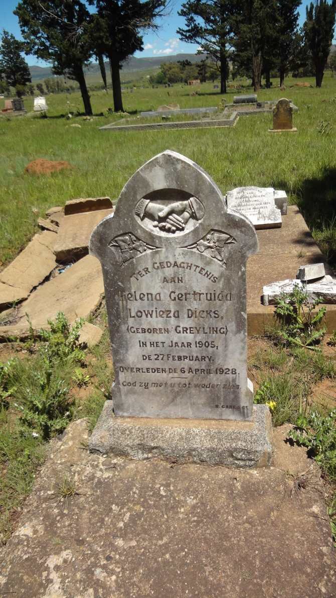 DICKS Helena Gertruida Lowieza nee Greyling 1905-1928