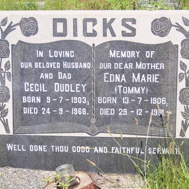 DICKS Cecil Dudley 1903-1968 &amp; Edna Marie 1906-1981