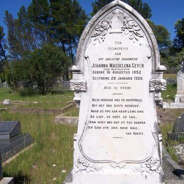 GEYER Johanna Magdelena nee OOSTHUYSEN 1892-1926