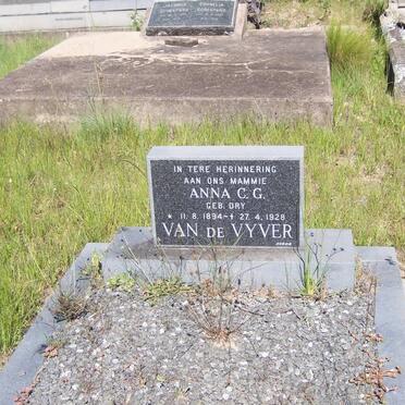 VYVER Anna C.G., van de nee DRY 1894-1928