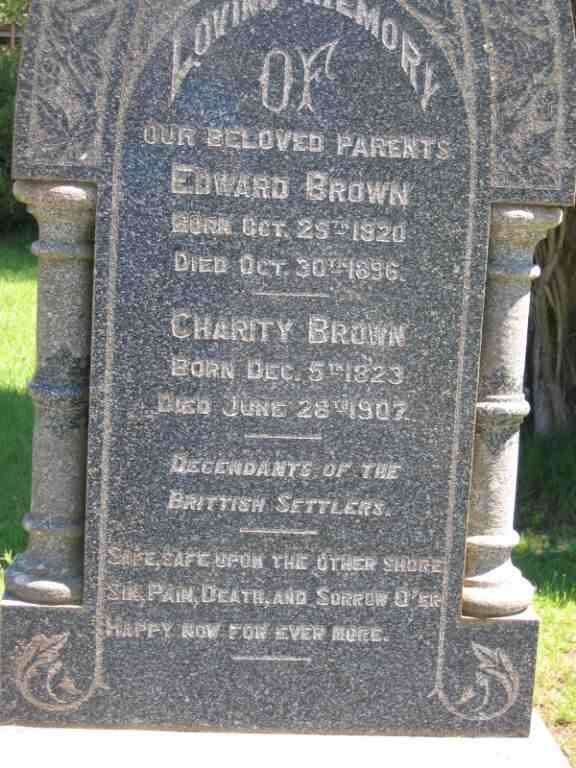BROWN Edward 1820-1896 &amp; Charity 1823-1907