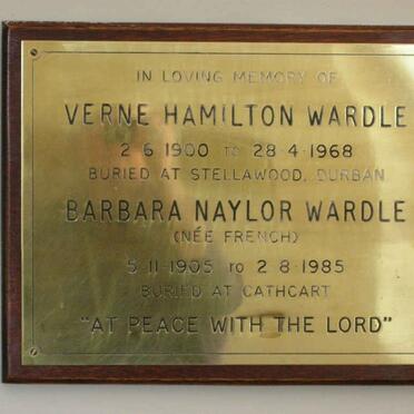 WARDLE Verne Hamilton 1900-1968 &amp; Barbara Naylor FRENCH 1905-1985