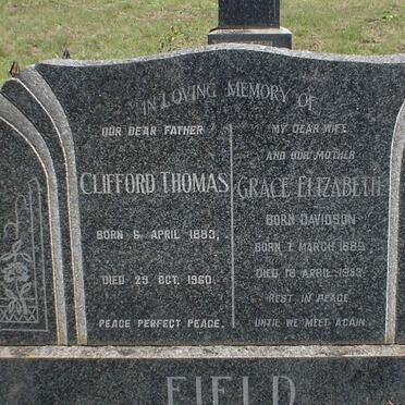 FIELD Clifford Thomas 1883-1960 &amp; Grace Elizabeth DAVIDSON 1889-1953