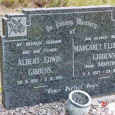 GIBBENS Albert Edwin 1881-1961 &amp; Margaret Elizabeth ARMSTRONG 1887-1965