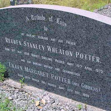 POTTER Reuben Stanley Wheaton 1909-1973 &amp; Eileen Margaret GIBBENS 1911-1988