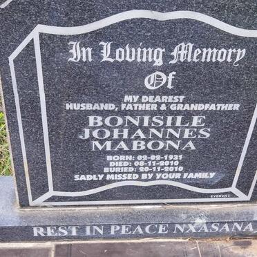 MABONA Bonisile Johannes 1931-2010