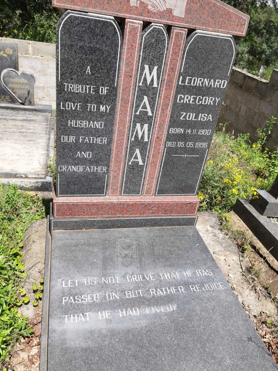 MAMA Leornard Gregory Zolisa 1900-1995