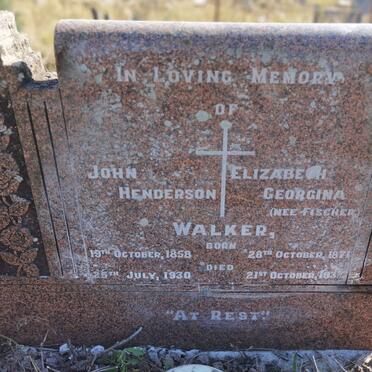 WALKER John Henderson 1858-1930 &amp; Elizabeth Georgina FISCHER 1871-1937