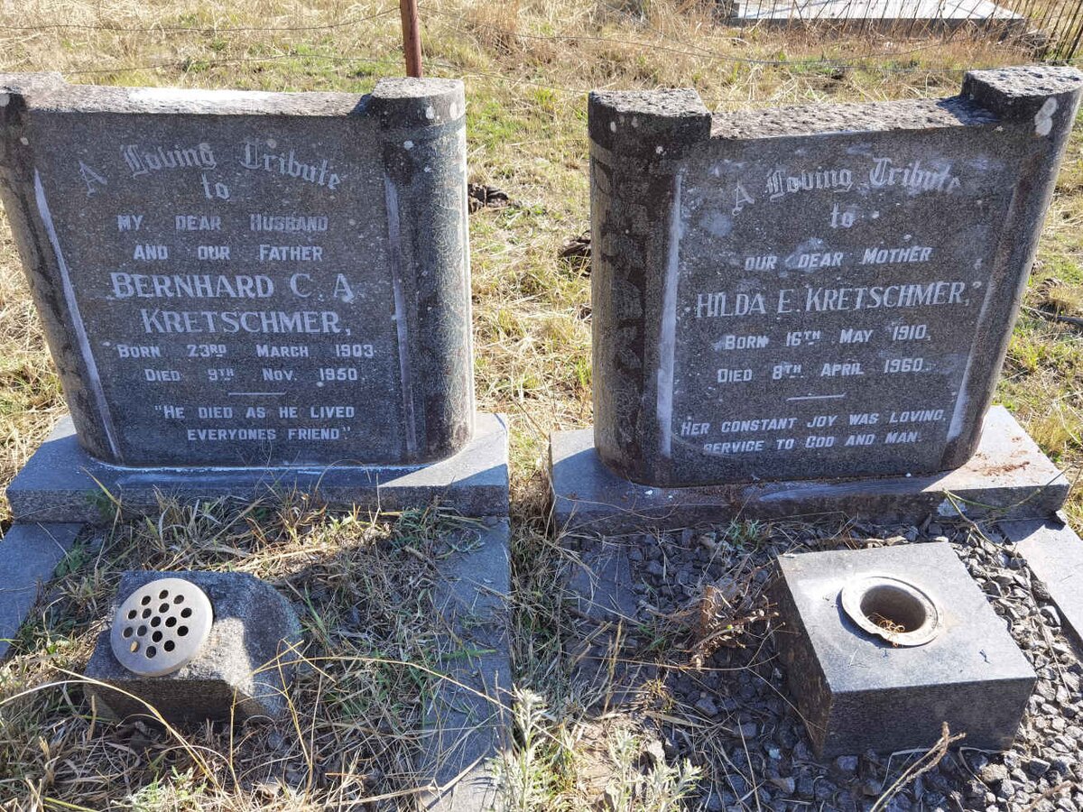 KRETSCHMER Bernard C.A. 1903-1950 &amp; Hilda E. 1910-1960