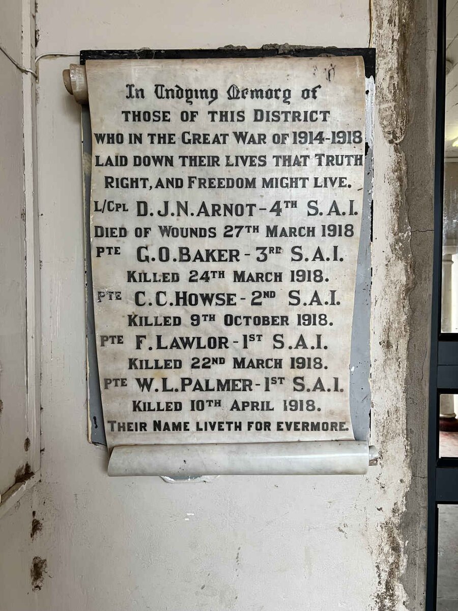 ARNOT D.J.N. -1918 :: BAKER G.O. -1918 :: HOWSE C.C. -1918 :: LAWLOR F. -1918 :: PALMER W.L. -1918