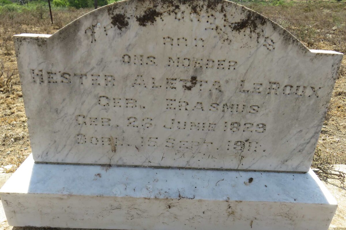 ROUX Hester Aletta, le nee ERASMUS 1829-1911