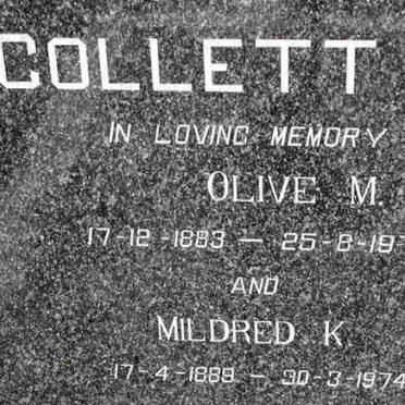 COLLETT Olive M. 1883-1973 :: COLLETT Mildred K. 1889-1974