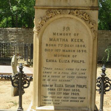 KEEN Martha 1800-1890 :: PHILPS Eliza Susan 1850-1909