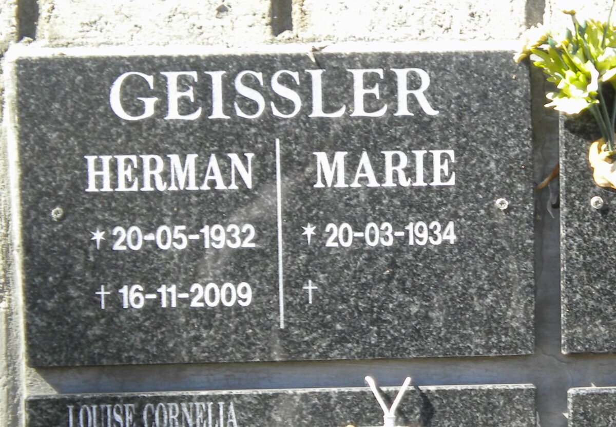 GEISSLER Herman 1932-2009 &amp; Marie 1934-