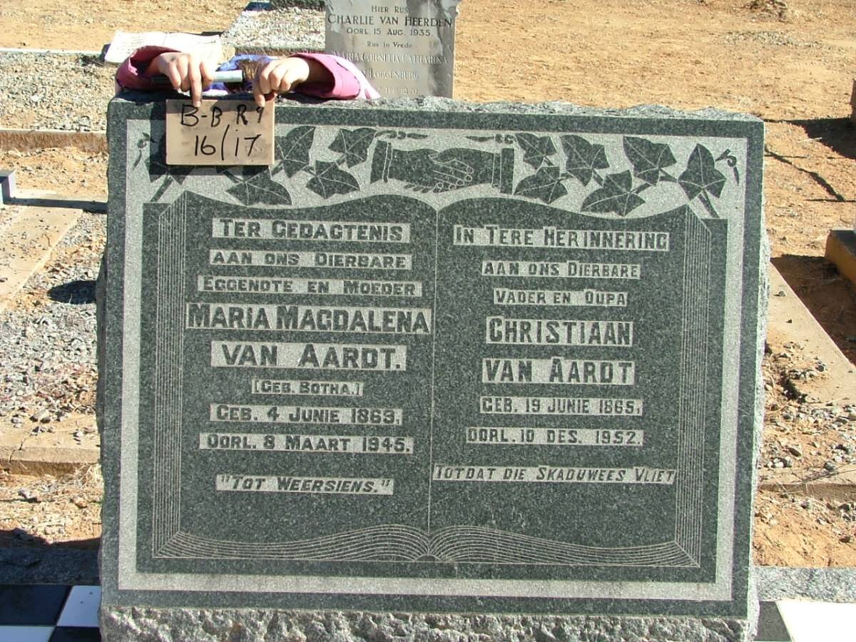 AARDT Christiaan, van 1865-1952 &amp; Maria Magdalena BOTHA 1869-1945