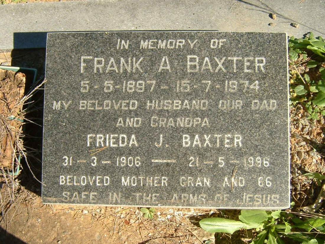 BAXTER Frank A. 1897-1974 &amp; Frieda J. 1906-1996