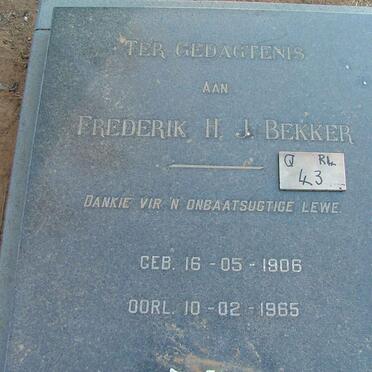 BEKKER Frederik H.J. 1906-1965