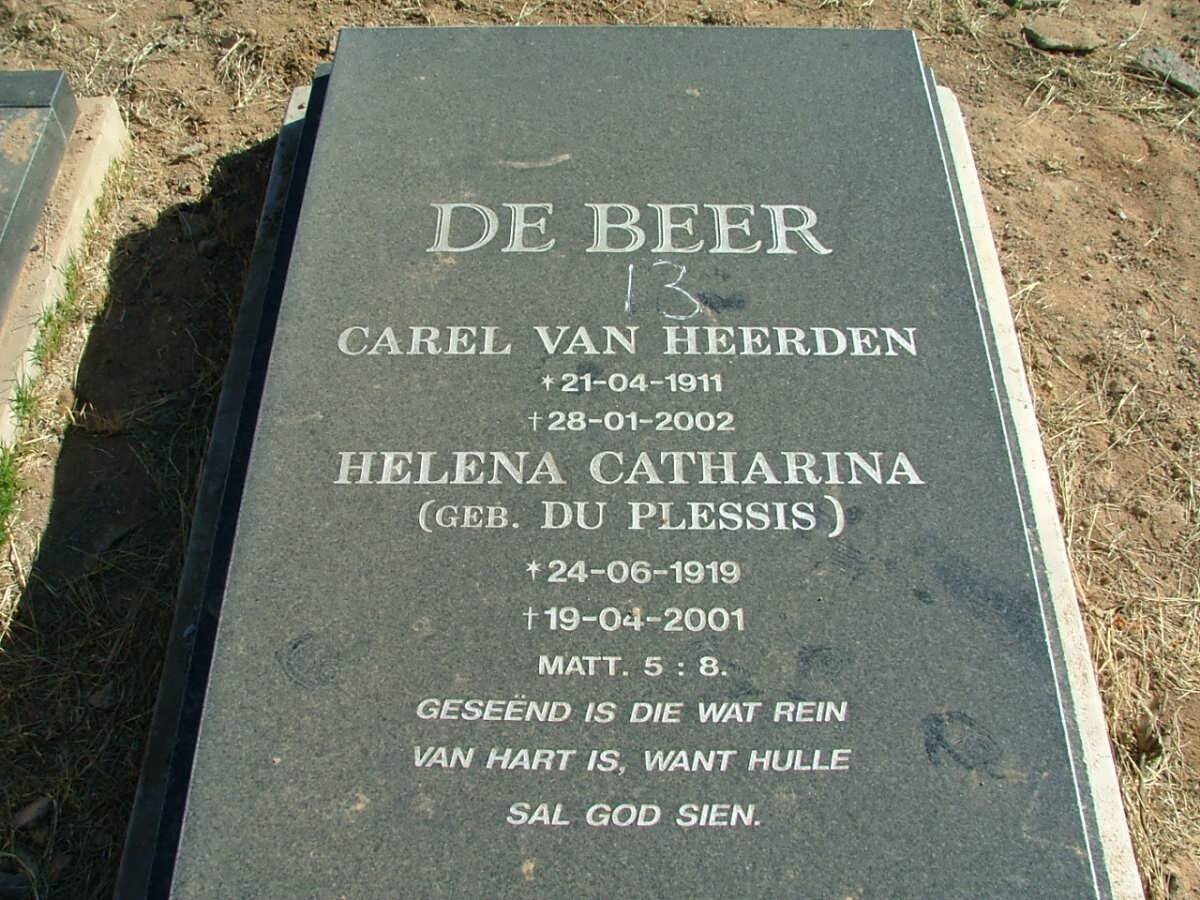 BEER Carel Van Heerden, de 1911-2002 &amp; Helena Catharina du PLESSIS 1919-2001