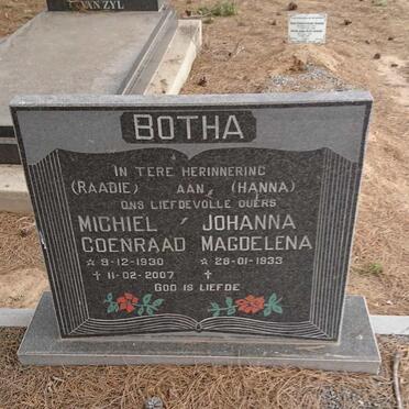 BOTHA Michiel Coenraad 1930-2007 &amp; Johanna Magdelena 1933-