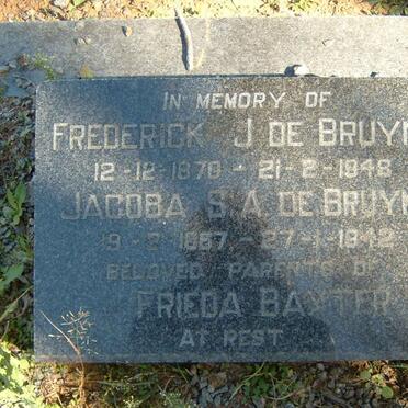 BRUYN Frederick J., de 1870-1948 &amp; Jacoba S.A. 1867-1942