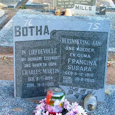 BOTHA Charles Martin 1894-1965 &amp; Francina Susara 1912-2003