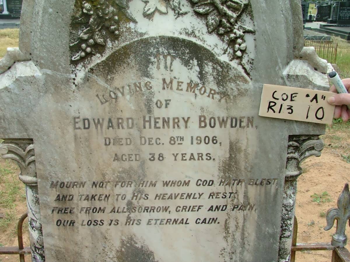 BOWDEN Edward Henry -1906