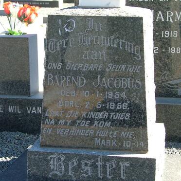 BESTER Barend Jacobus 1954-1956
