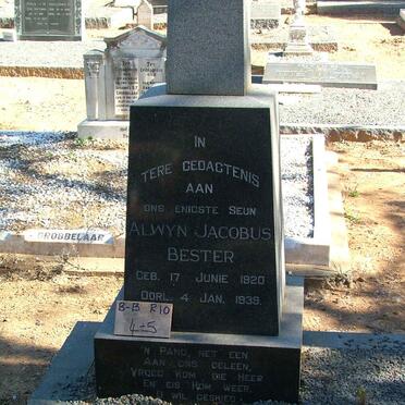 BESTER Alwyn Jacobus 1920-1938