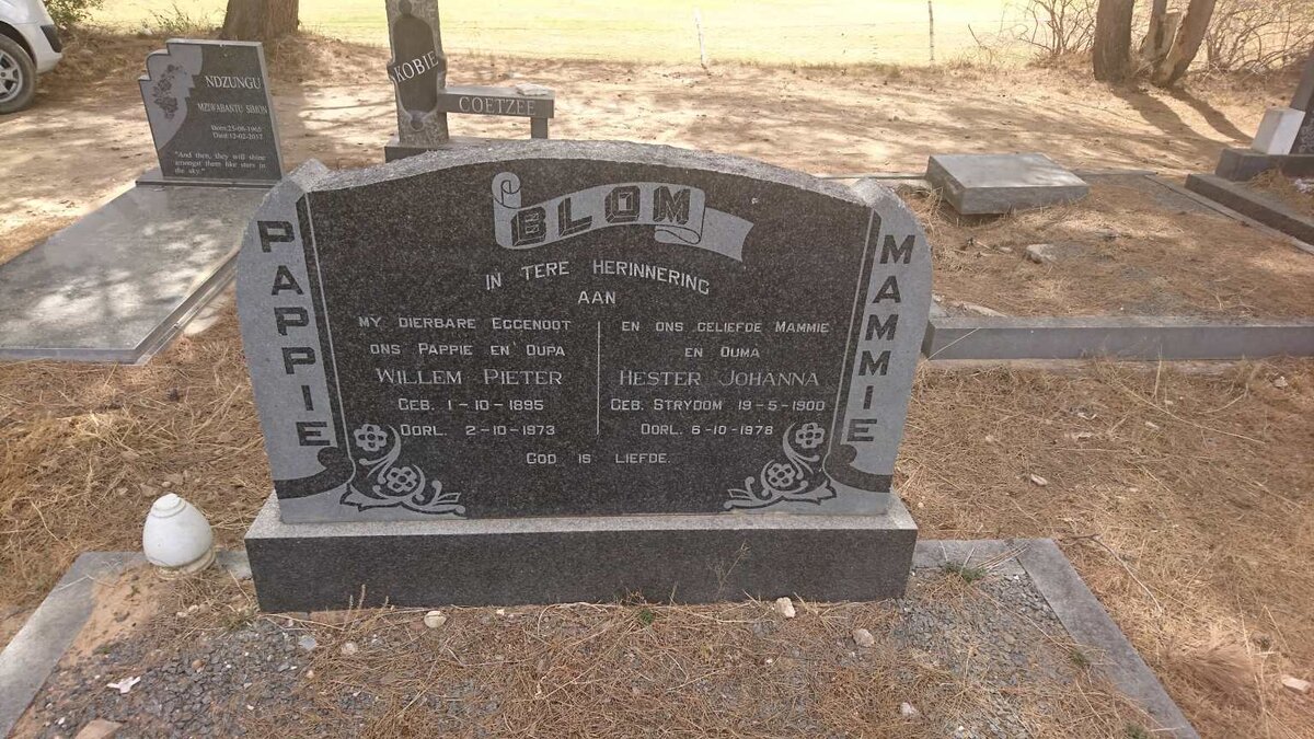 BLOM Willem Pieter 1895-1973 &amp; Hester Johanna STRYDOM 1900-1978