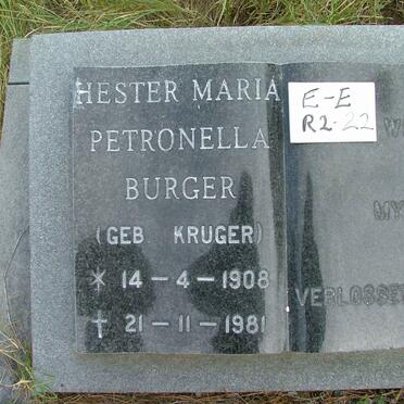 BURGER Hester Maria Petronella nee KRUGER 1908-1981