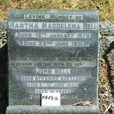 BELL John -1953 &amp; Martha Magdalena 1878-1931