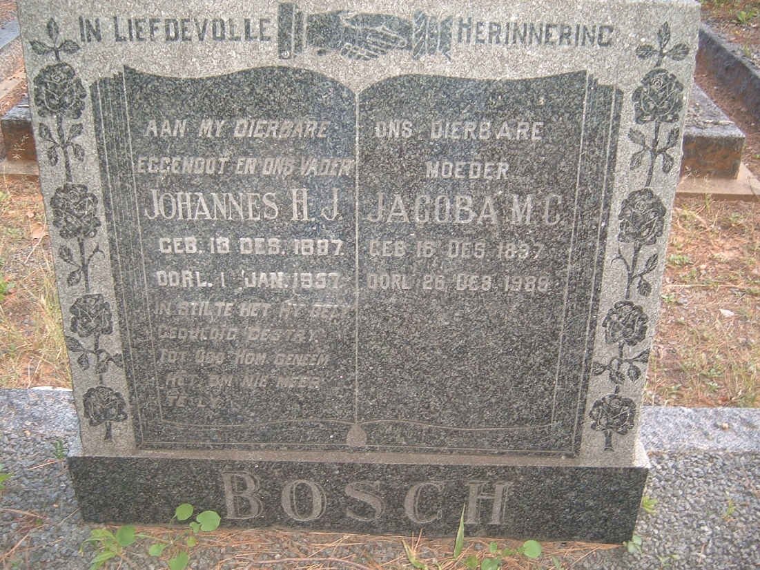 BOSCH Johannes H.J. 1897-1957 &amp; Jacoba M.C. 1897-1989