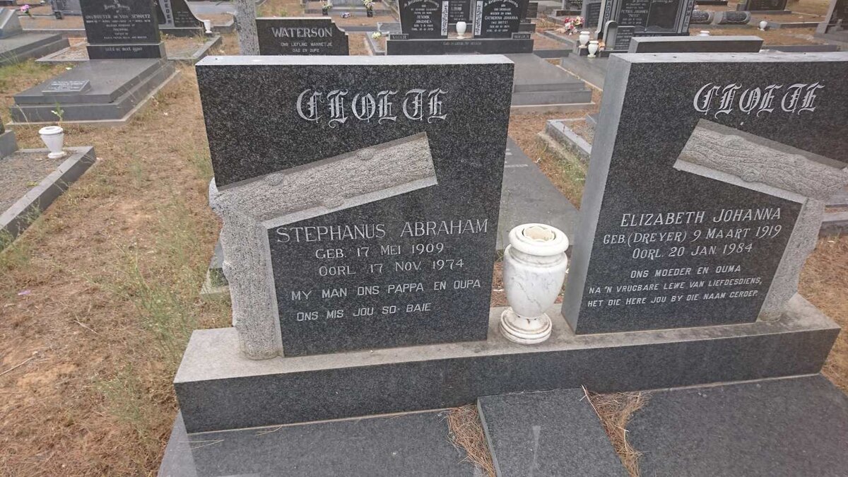 CLOETE Stephanus Abraham 1909-1974 &amp; Elizabeth Johanna DREYER 1919-1984
