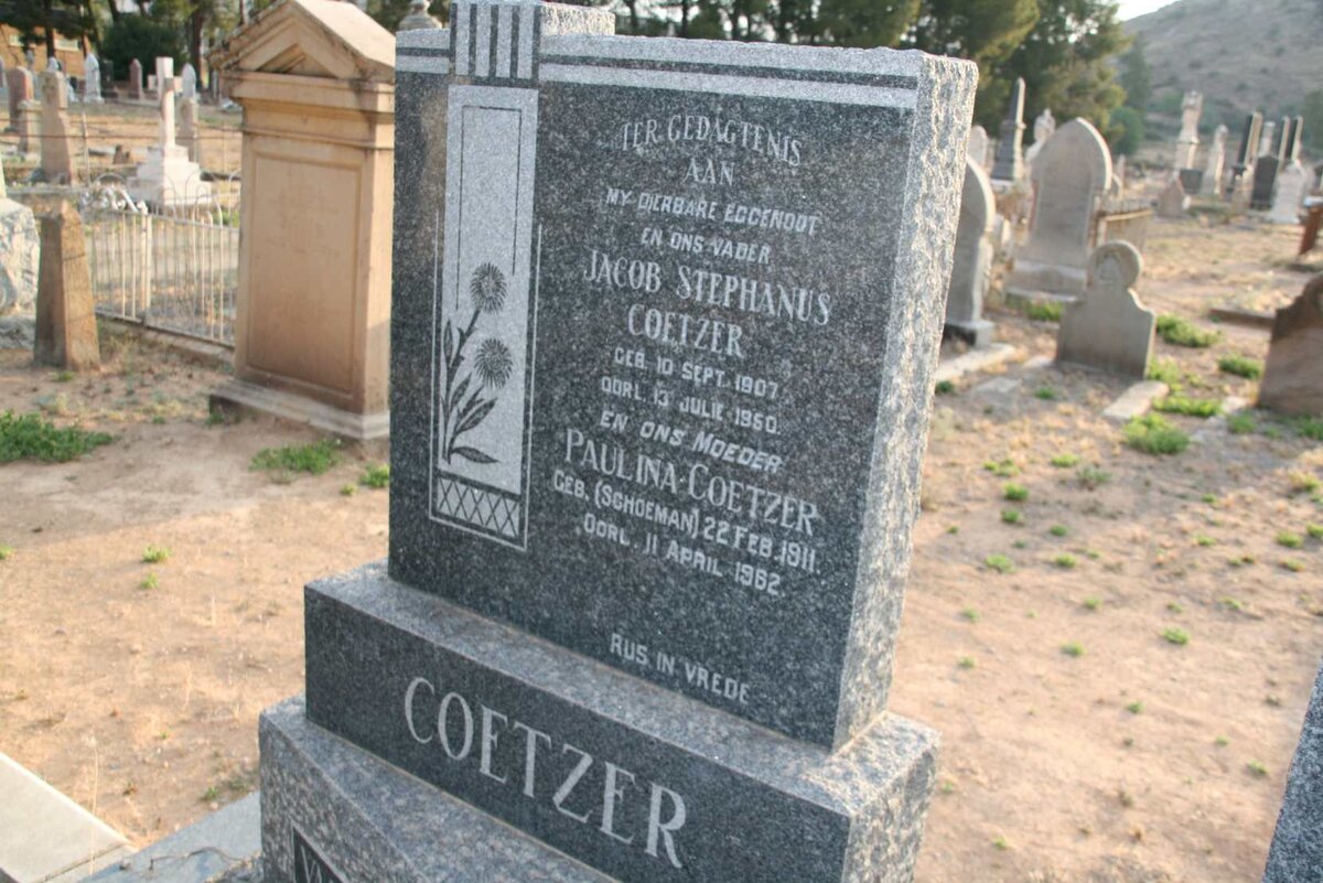 COETZER Jacob Stephanus 1907-1950 &amp; Paulina SCHOEMAN 1911-1962