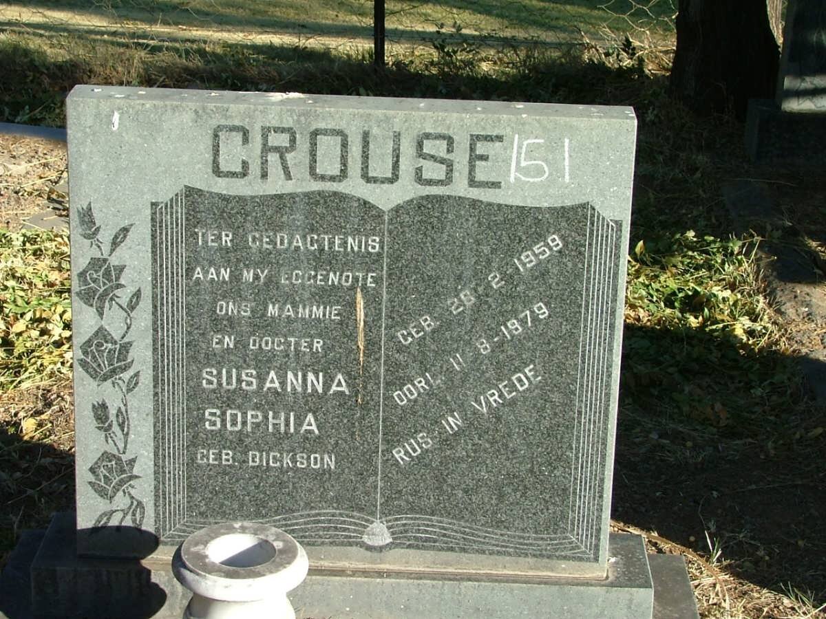 CROUSE Susanna Sophia nee DICKSON 1959-1979
