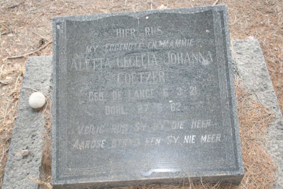 COETZER Aletta Cecelia Johanna nee DE LANGE 1921-1962