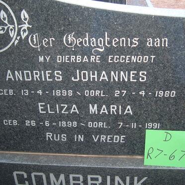 COMBRINK Andries Johannes 1898-1980 &amp; Eliza Maria 1898-1991