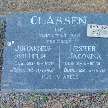 CLASSEN Johannes Wilhelm 1878-1942 &amp; Hester Jacomina 1879-1876
