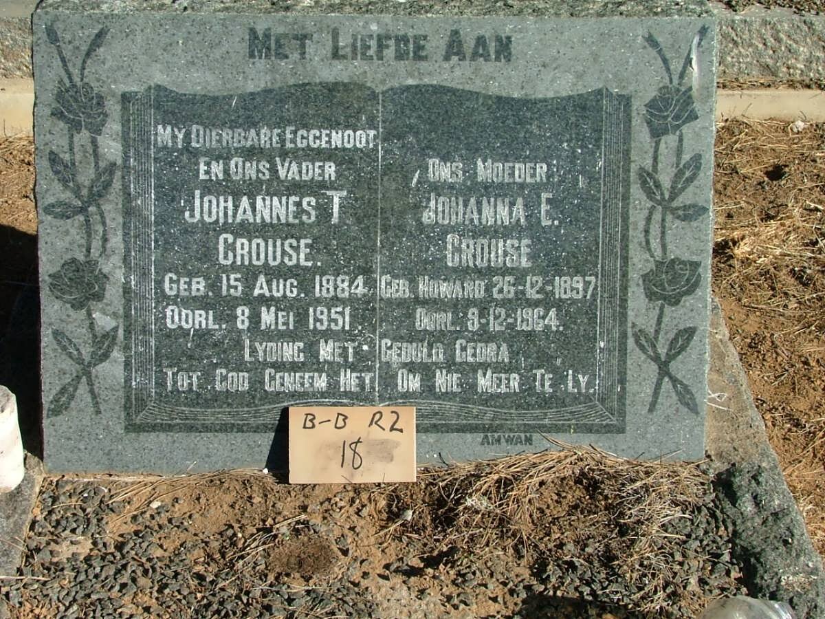 CROUSE Johannes T. 1884-1951 &amp; Johanna E. HOWARD 1897-1964