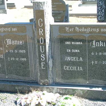 CROUSE Hermanus Lukas 1925-1995 &amp; Angela Cecilia 1929-2004