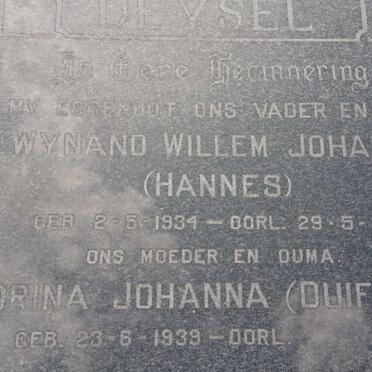 DEYSEL Wynand Willem Johannes 1934-2003 &amp; Hendrina Johanna 1939-